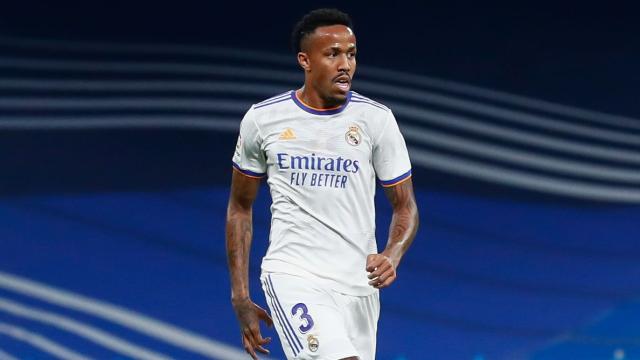 Militao durante un partido del Real Madrid