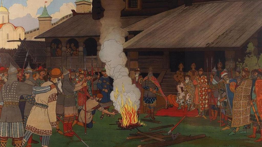 'Impartiendo justicia en la Rus de Kiev', por el artista ruso Iván Bilibin (1890).