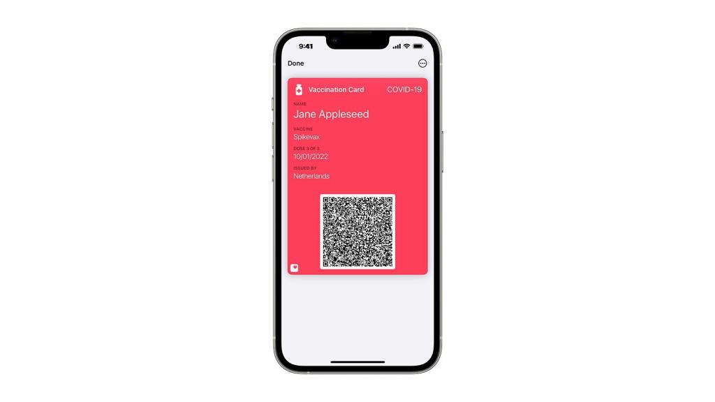 Certificado de vacunación en un iPhone.