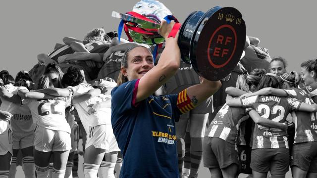 Fotomontaje del Real Madrid, FC Barcelona y Atlético de Madrid femeninos