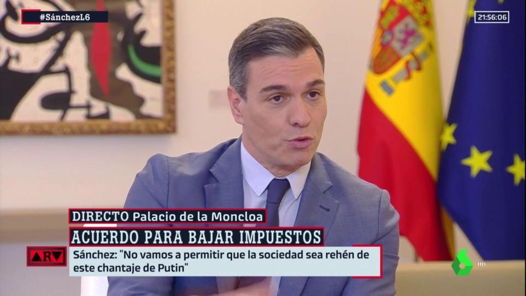Pedro Sánchez, entrevistado en directo en La Sexta.