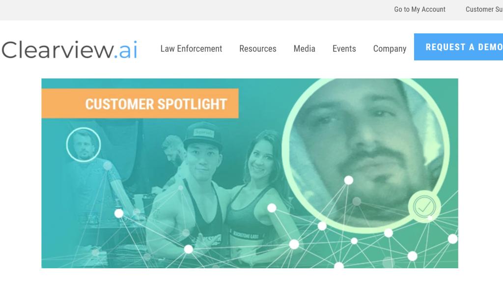 Captura de la web de Clearview con la imagen de un sospechoso