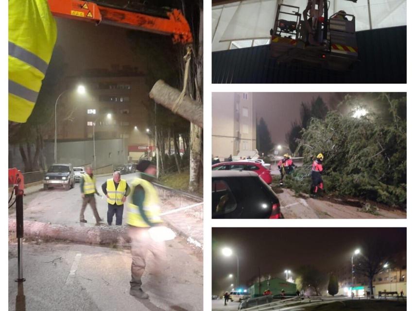Incidentes por el viento este lunes en Cuenca. Fotos: Twitter Darío Dolz