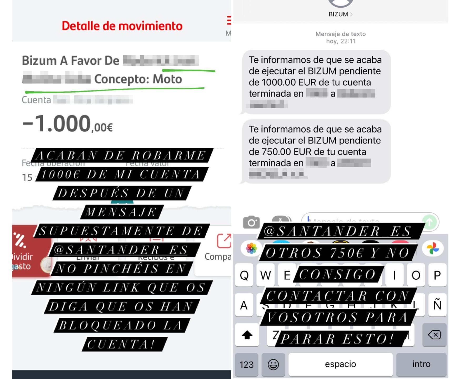 Las dos capturas de pantalla compartidas por Eugenia Osborne.