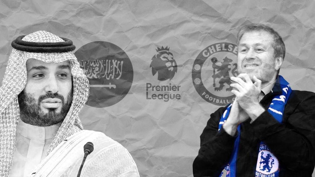Fotomontaje de Mohamed bin Salmán y Roman Abramovich
