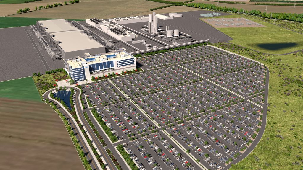 Representación de la fábrica de procesadores que Intel construirá en Alemania. FOTO: Intel.