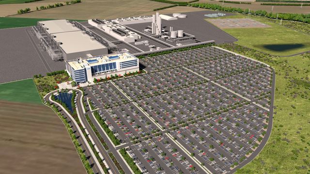 Representación de la fábrica de procesadores que Intel construirá en Alemania. FOTO: Intel.