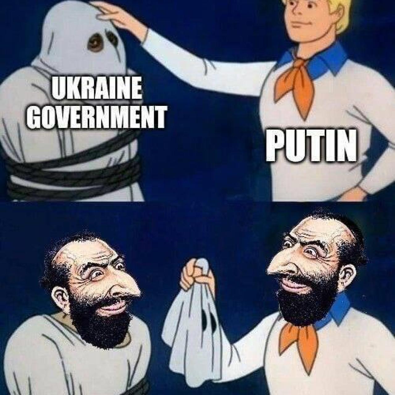 Memes como este, sugiriendo que una conspiración judía controla a Putin, pueden encontrarse en Twitter.