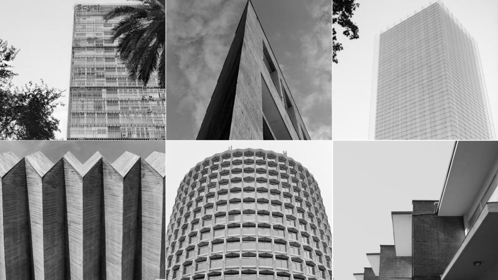 Torre de autopistas Acesa en Barcelona, Ayuntamiento de Logroño, Edificio Castelar de Madrid,  Escuela Náutico Pesquera de Pasaia, Tribunal Constitucional de Madrid, Grupo Escolar Miguel Íscar de Valladolid