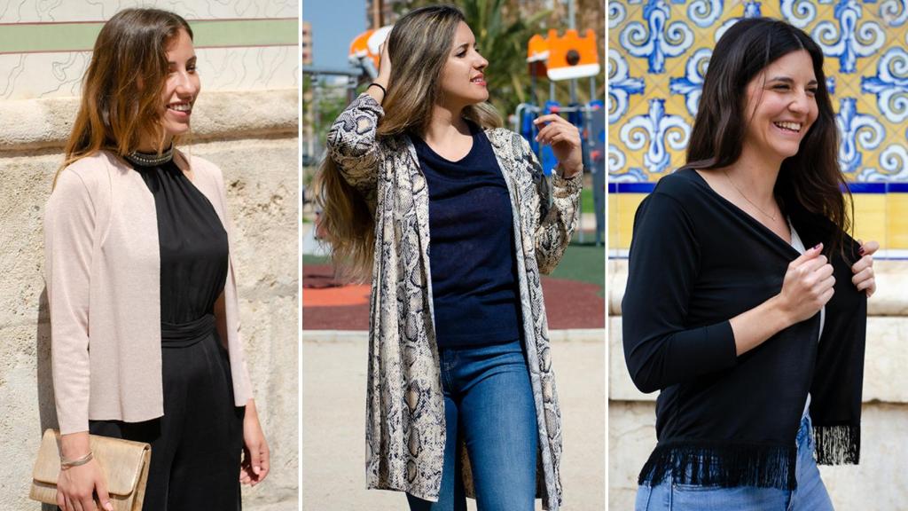 Tres de los diseños disponibles de chaquetas.