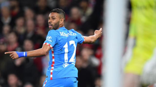 Renan Lodi, celebrando su gol con el Atlético de Madrid