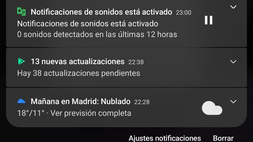Con la función activa se tiene esta notificación