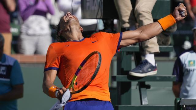 Nadal, celebrando la victoria ante Kyrgios.