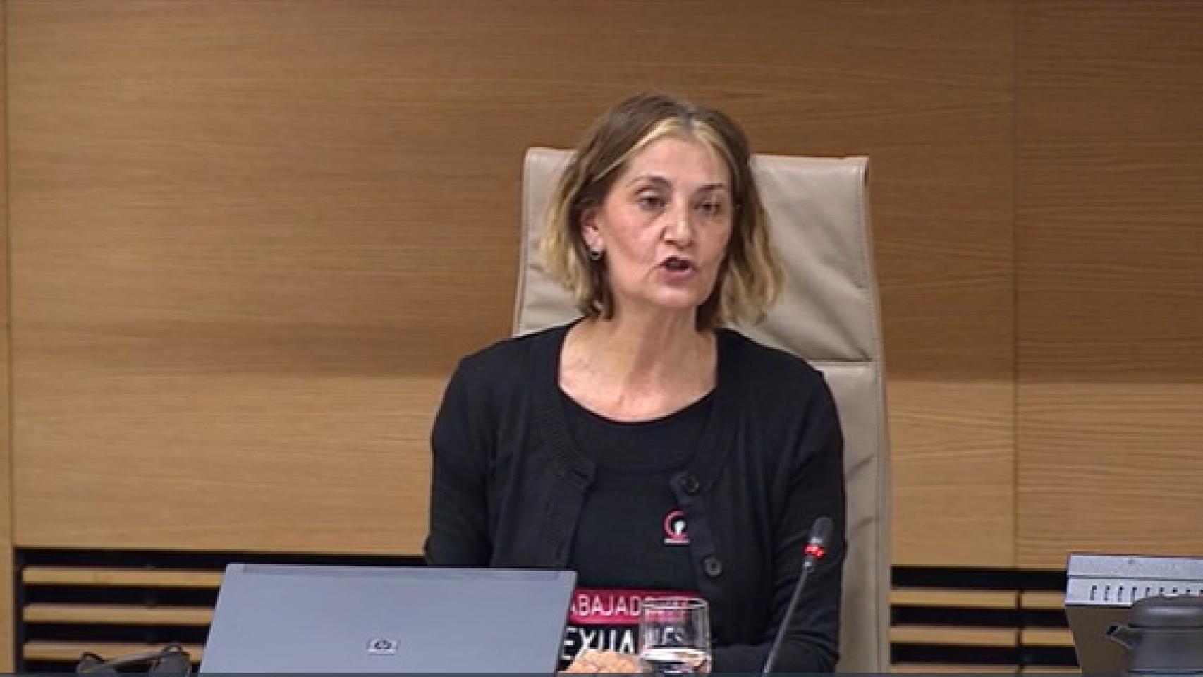 La secretaria general del sindicato de prostitutas Otras, Conxa Borrell, este jueves en el Congreso de los Diputados.