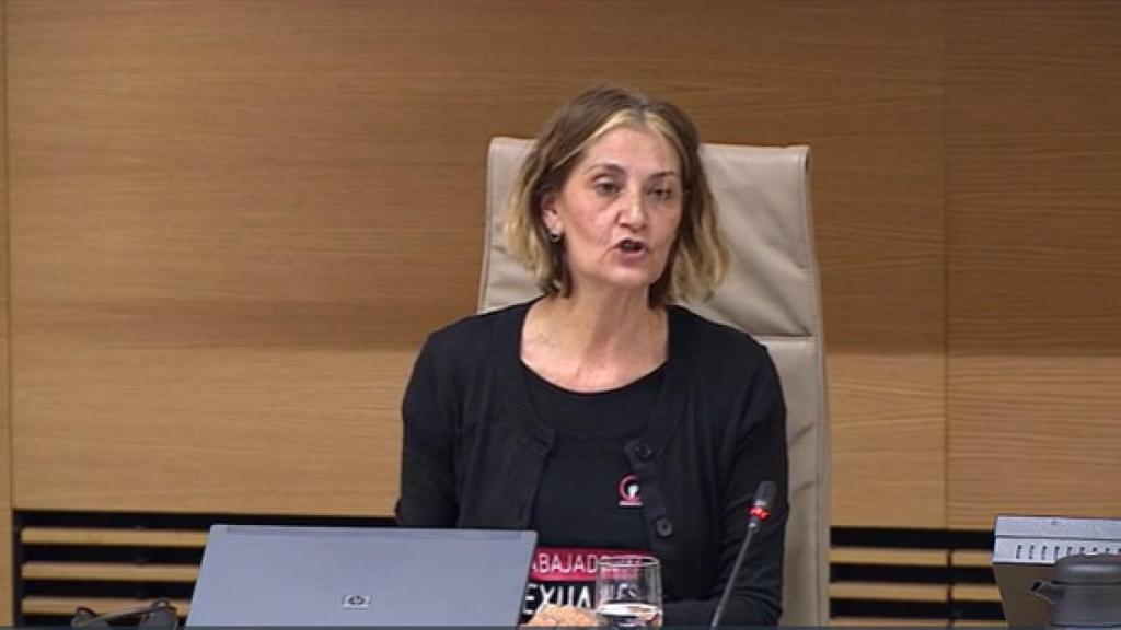 La secretaria general del sindicato de prostitutas Otras, Conxa Borrell, este jueves en el Congreso de los Diputados.