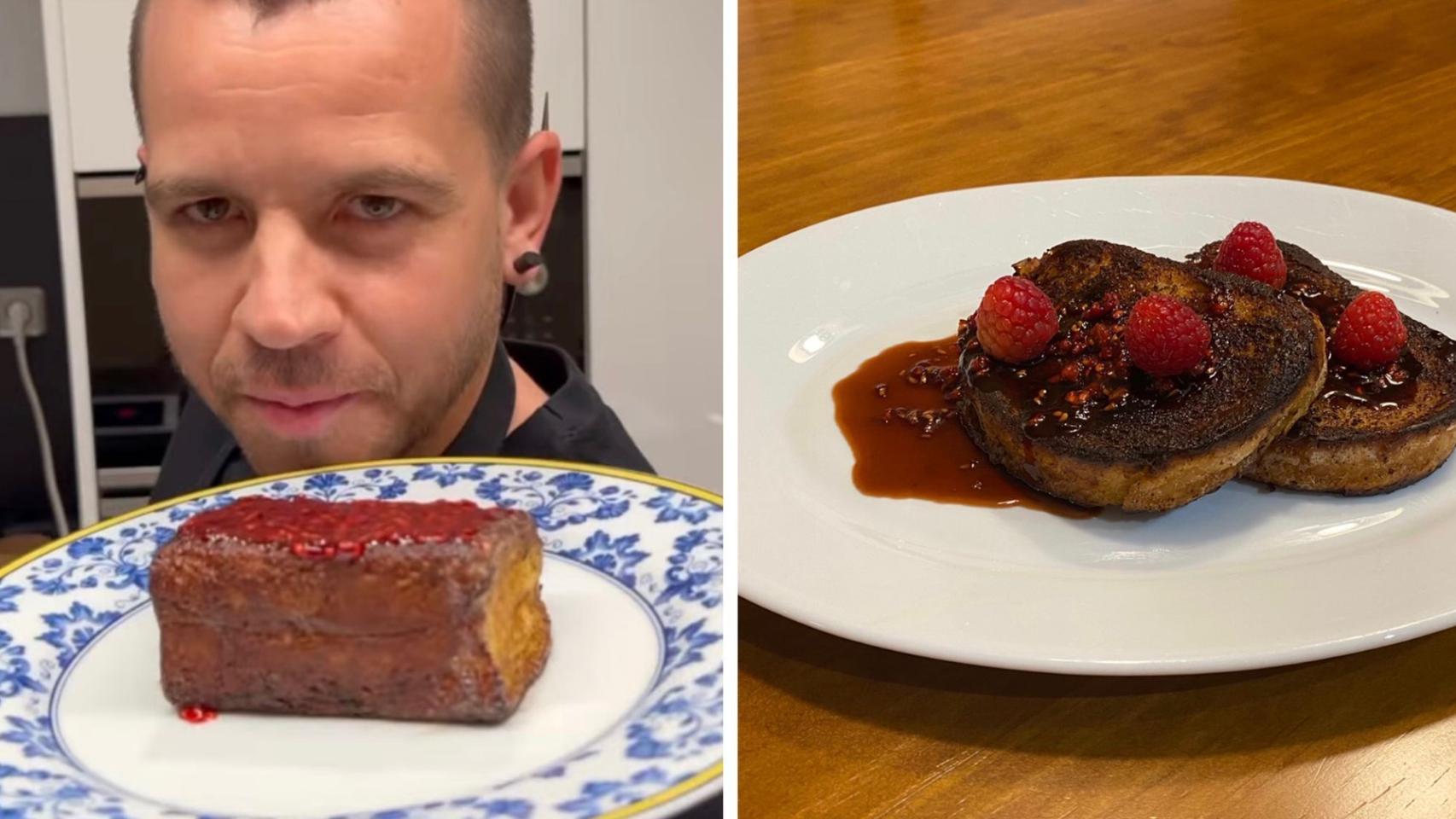 Dabiz Muñoz con su torrija y las cocinadas por EL ESPAÑOL.