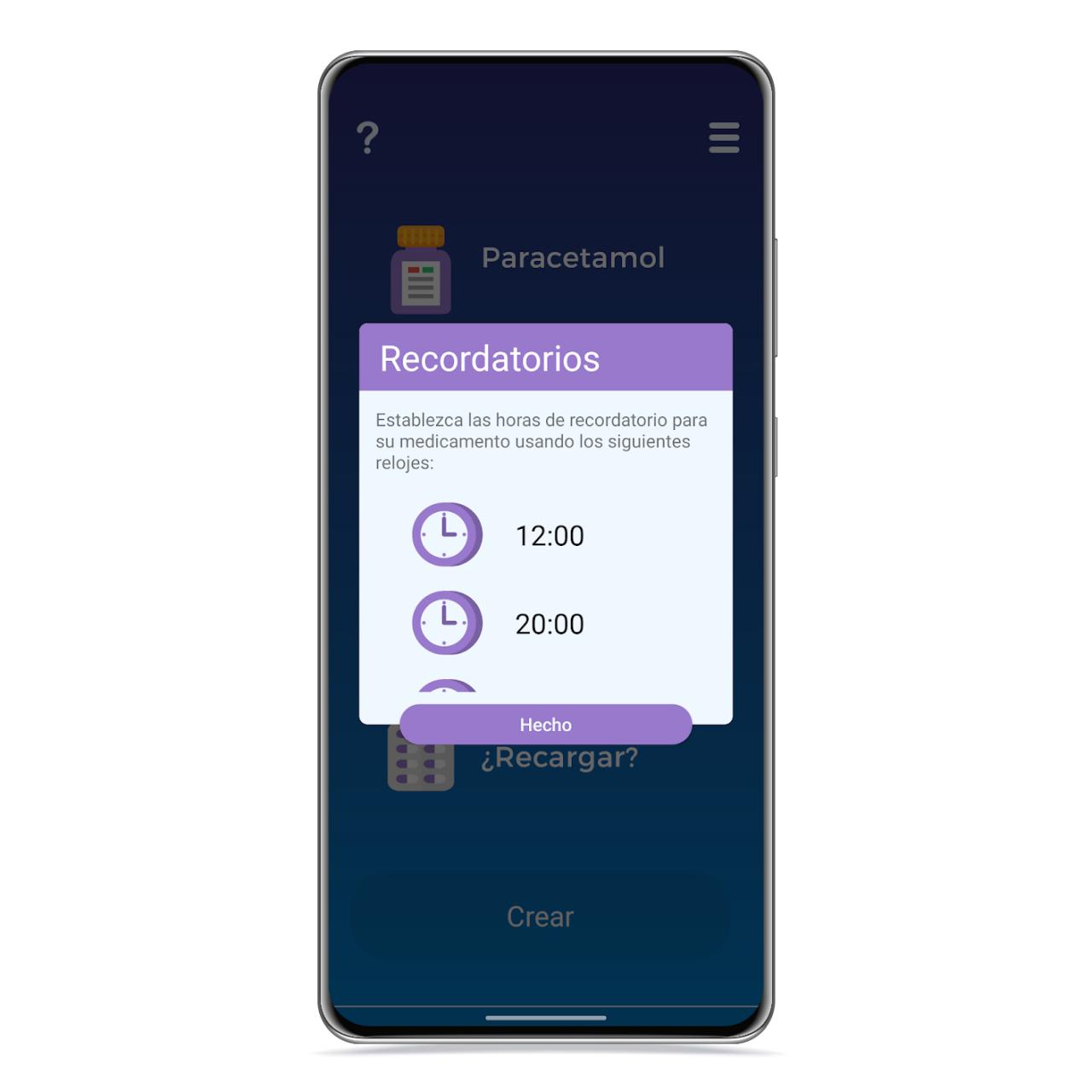 Recordatorio para tomar medicamento