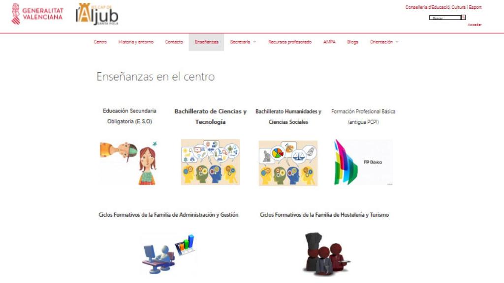 Oferta publicitada en el IES Cap l'Aljub.