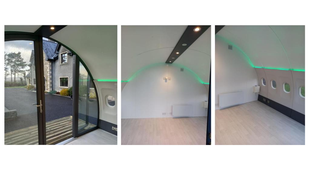 Interior  de la cápsula del fuselaje de un avión