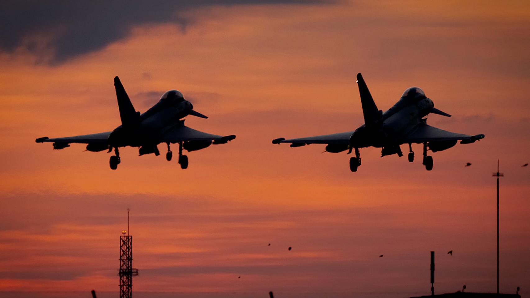 Dos cazas Eurofighter del Ejército del Aire.