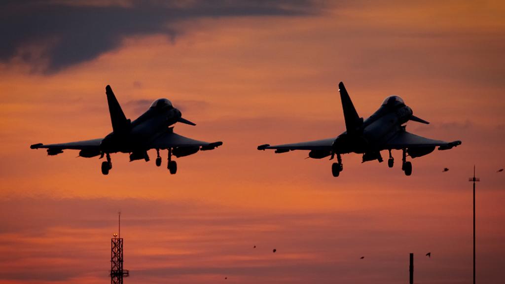 Dos cazas Eurofighter del Ejército del Aire.