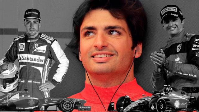 Fotomontaje de Carlos Sainz en 2022 y Fernando Alonso en 2013