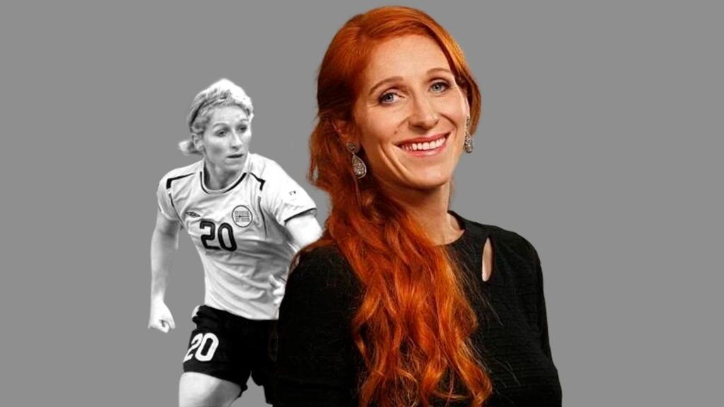Lise Klaveness, en un fotomontaje de jugadora y como presidenta  de la Federación Noruega de Fútbol (NFF)