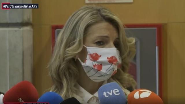 La vicepresidenta segunda del Gobierno y ministra de Trabajo, Yolanda Díaz, este lunes en un acto.