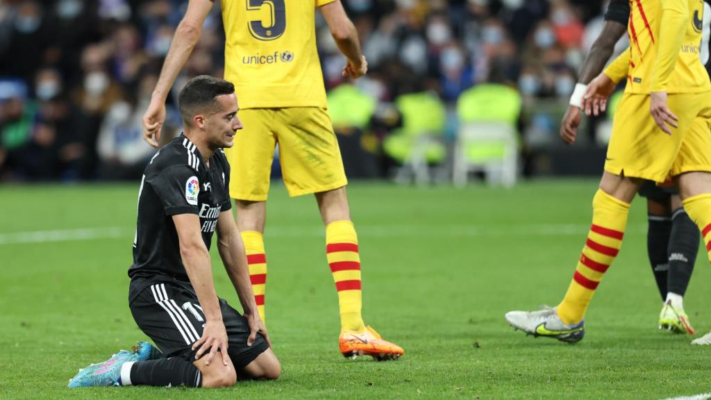 Lucas Vázquez se lamenta tras fallar una ocasión.