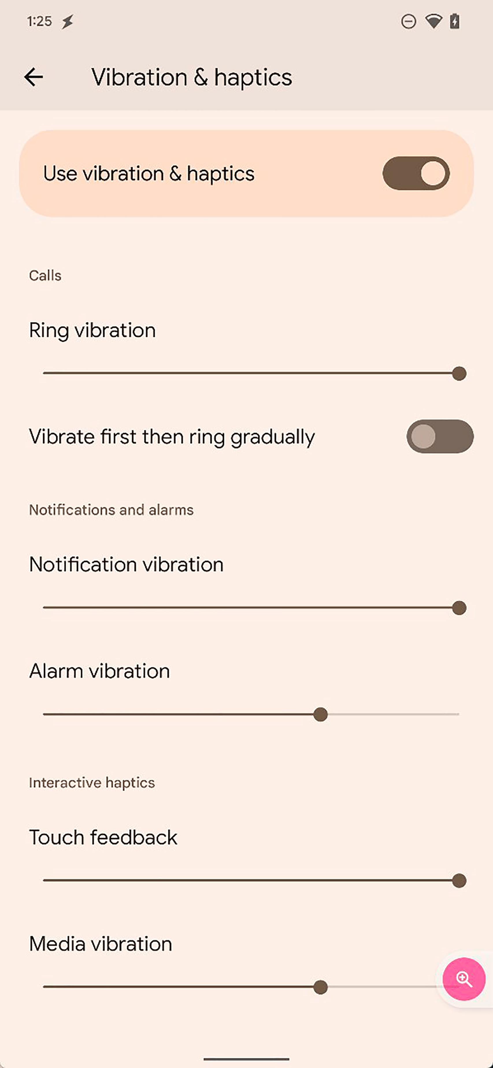 Personalización granulada de la vibración en Android 13