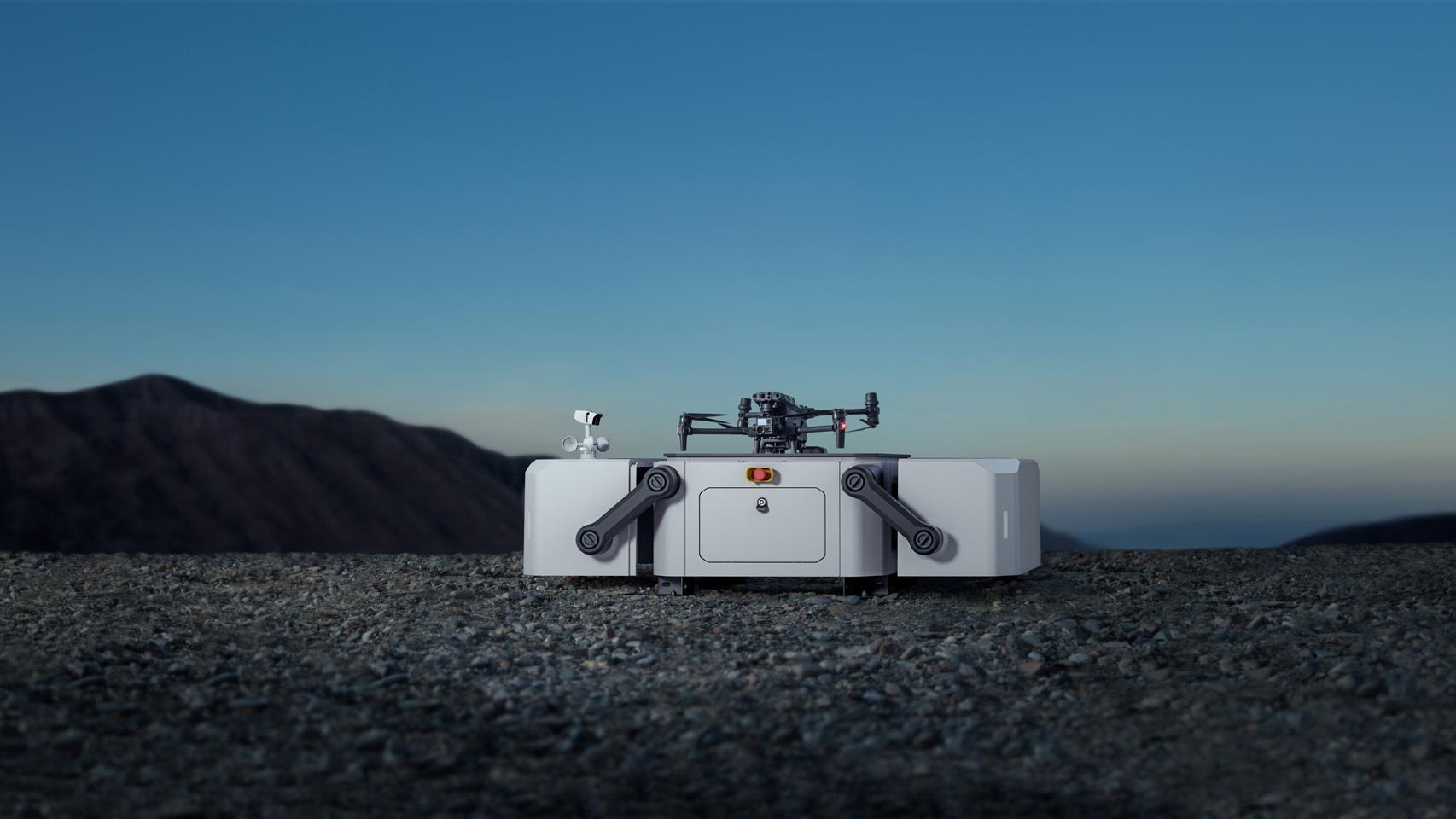 DJI M30 en un DJI Dock, despegando.