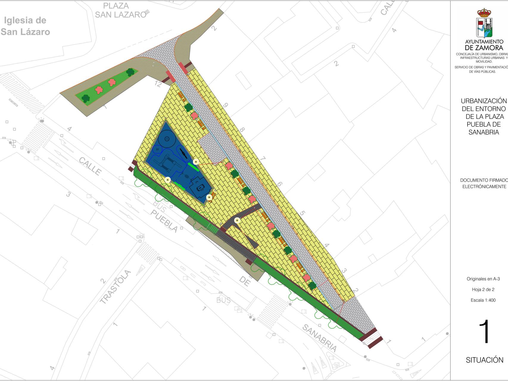 Mapa del proyecto en la zona de la plaza de Puebla de Sanabria