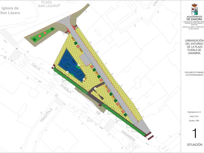 Mapa del proyecto en la zona de la plaza de Puebla de Sanabria