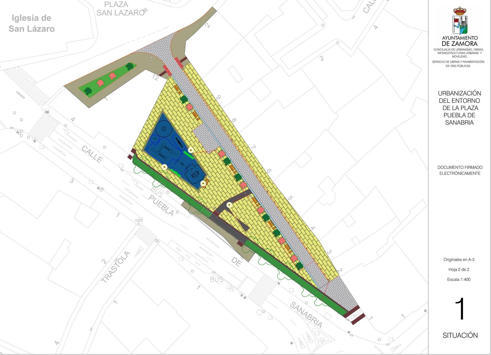 Mapa del proyecto en la zona de la plaza de Puebla de Sanabria