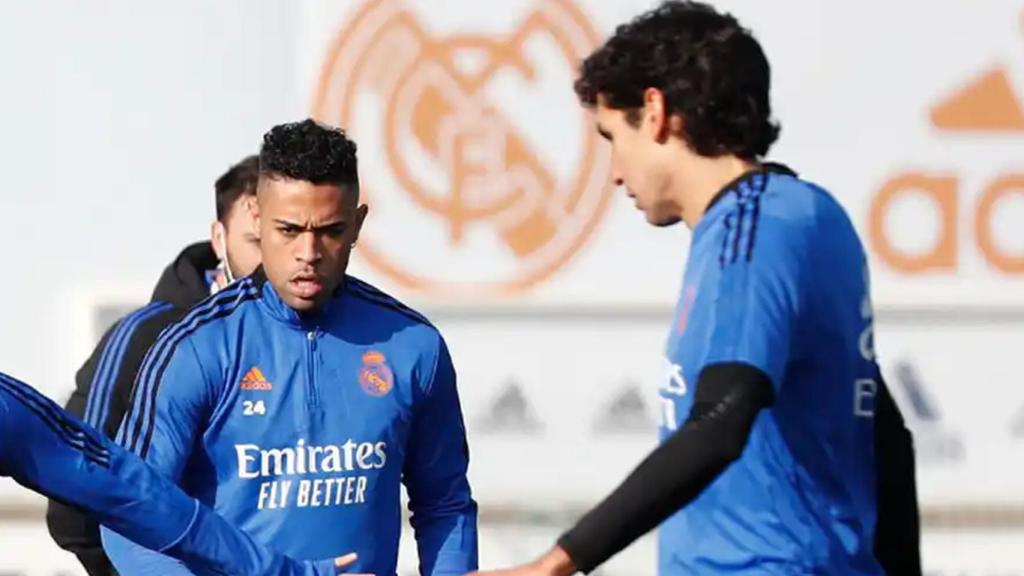 Mariano Díaz y Jesús Vallejo, en un entrenamiento.
