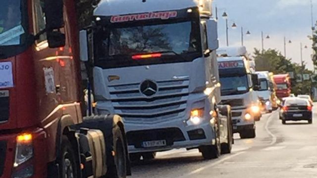 Camioneros en la última protesta llevada a cabo en España.