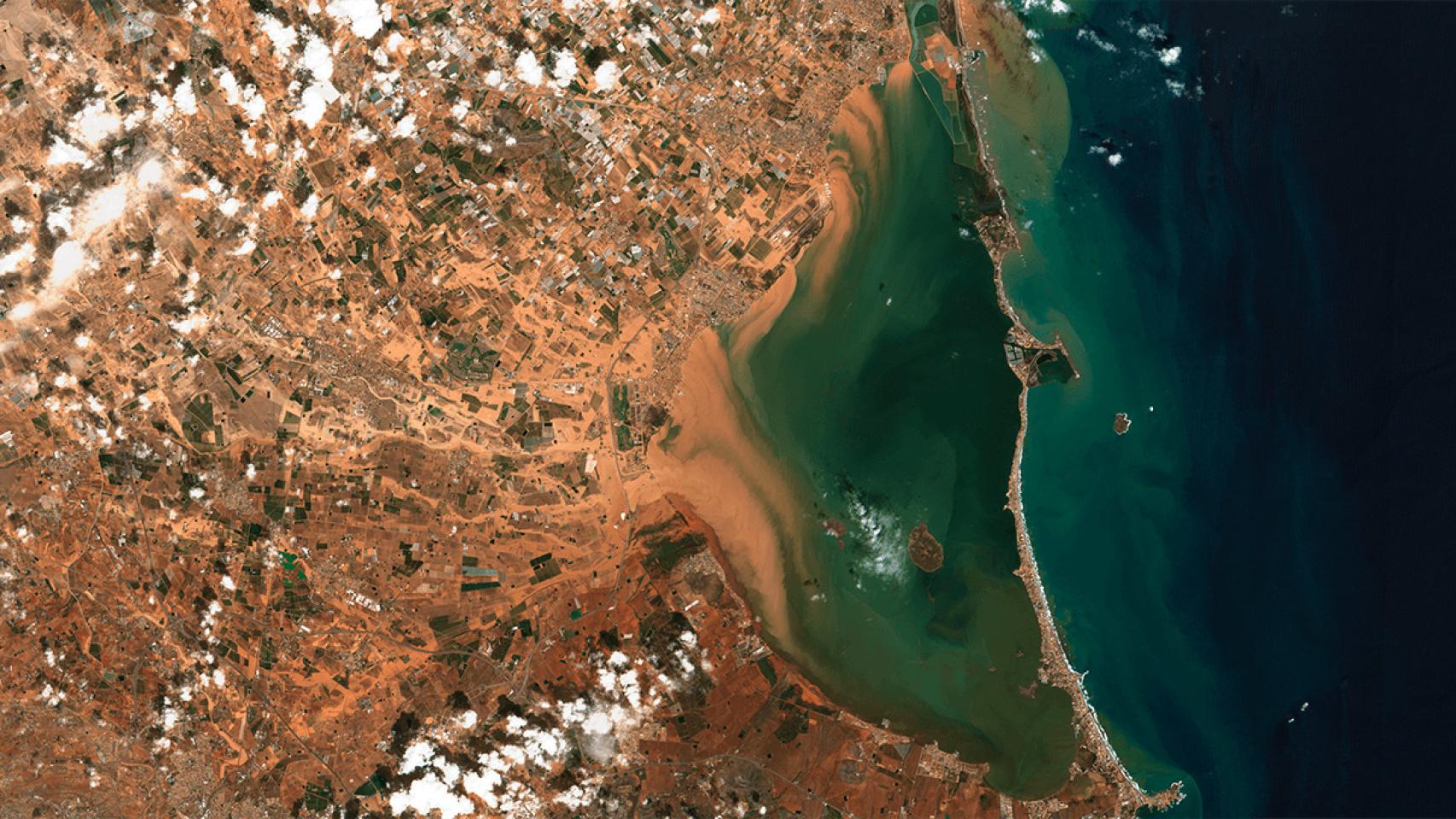 El Mar Menor, tras las escorrentías de las lluvias torrenciales en septiembre de 2019.