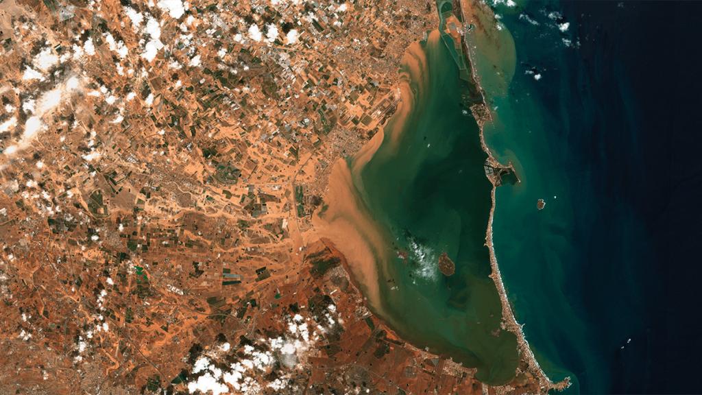 El Mar Menor, tras las escorrentías de las lluvias torrenciales en septiembre de 2019.