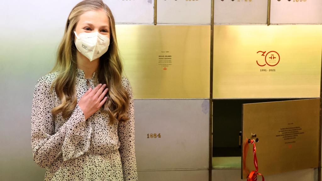 La princesa de Asturias, el 24 de marzo de 2021, presidiendo su primer acto en solitario.