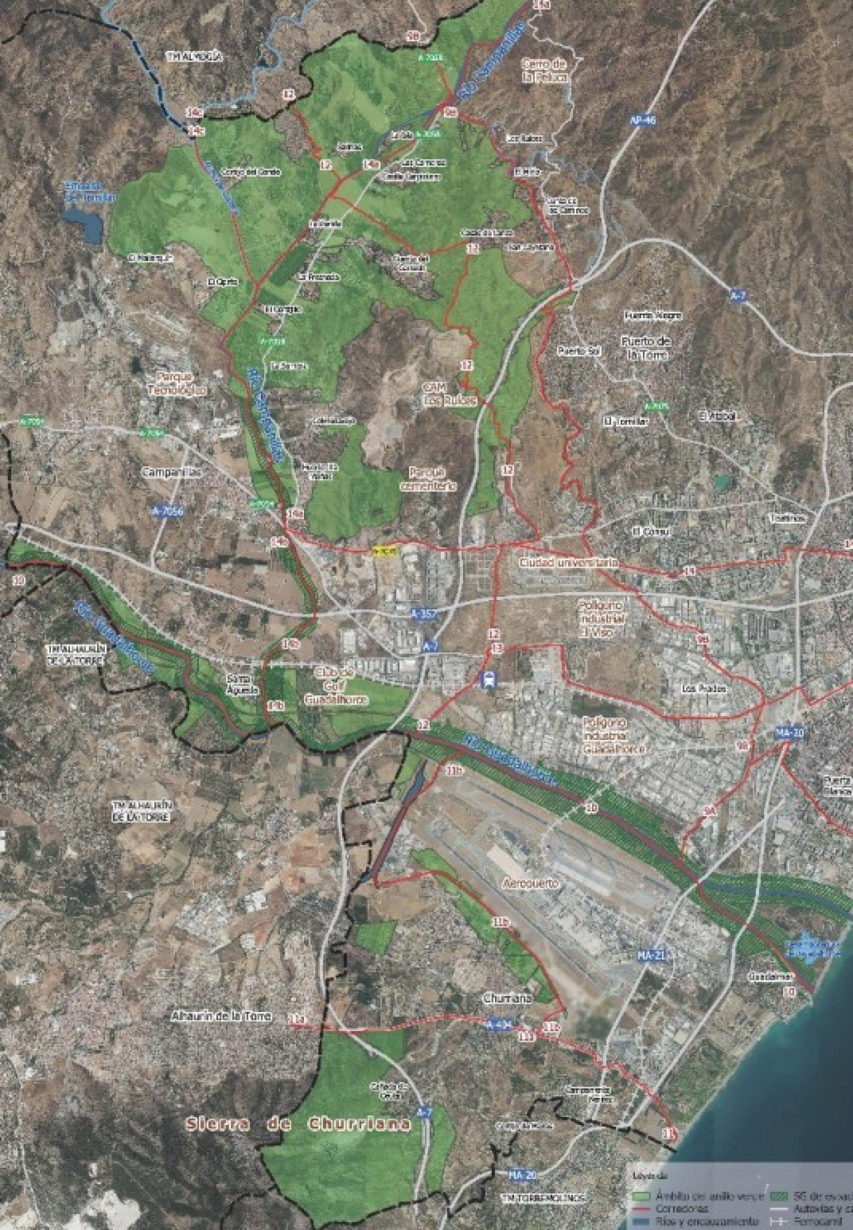 Delimitación del anillo en la zona suroeste de Málaga.
