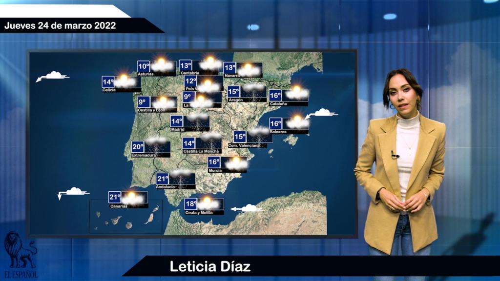 El tiempo para el jueves 24 de marzo.