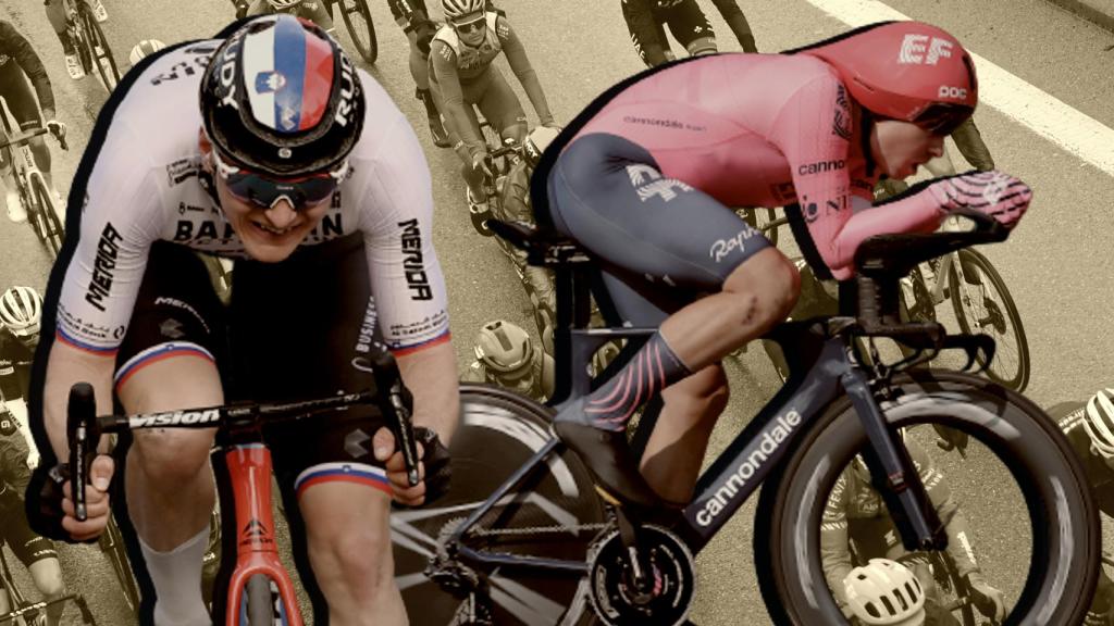 Matej Mohoric y Stefan Bissegger, en un fotomontaje.
