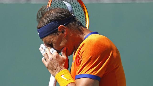 Rafa Nadal se lamenta por un punto perdido en el Master 1000 de Indian Wells