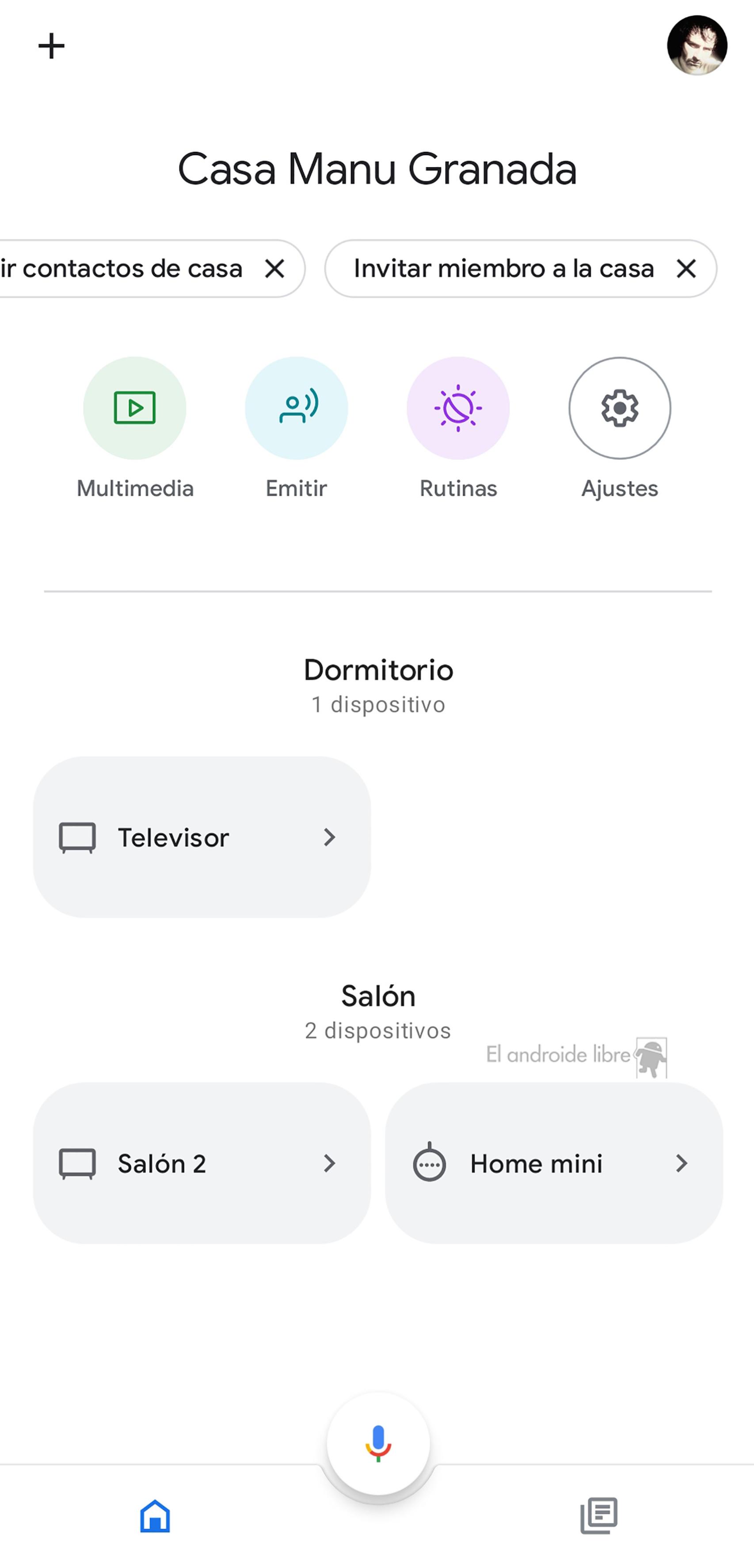 La nueva interfaz para los controles en Google Home