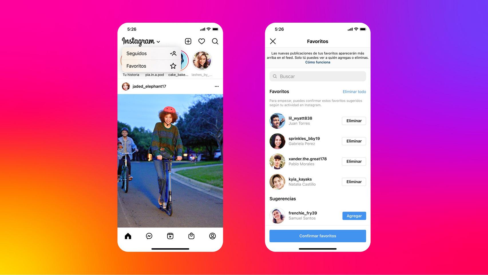 Feeds cronológicos de Instagram.