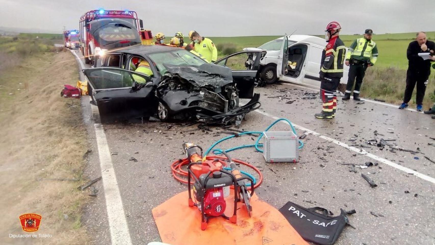 Accidente en Yuncler (Toledo). Foto: Consorcio Provincial de Extinción de Incendios y Salvamentos de Toledo.