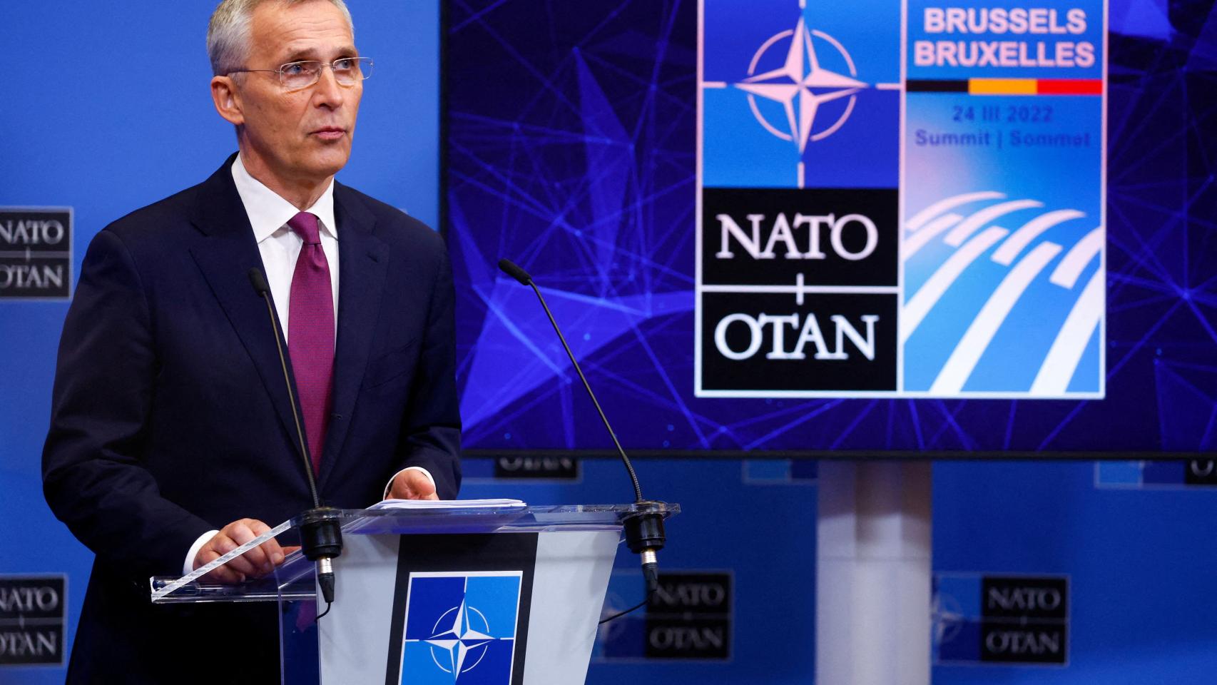El secretario general de la OTAN, Jens Stoltenberg, durante una rueda de prensa