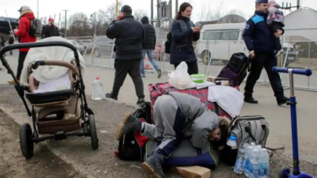 Un grupo de refugiados ucranianos en Eslovaquia