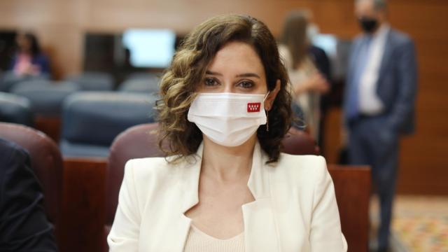 La presidenta de la Comunidad Madrid, Isabel Díaz Ayuso, en la sesión plenaria de este jueves.