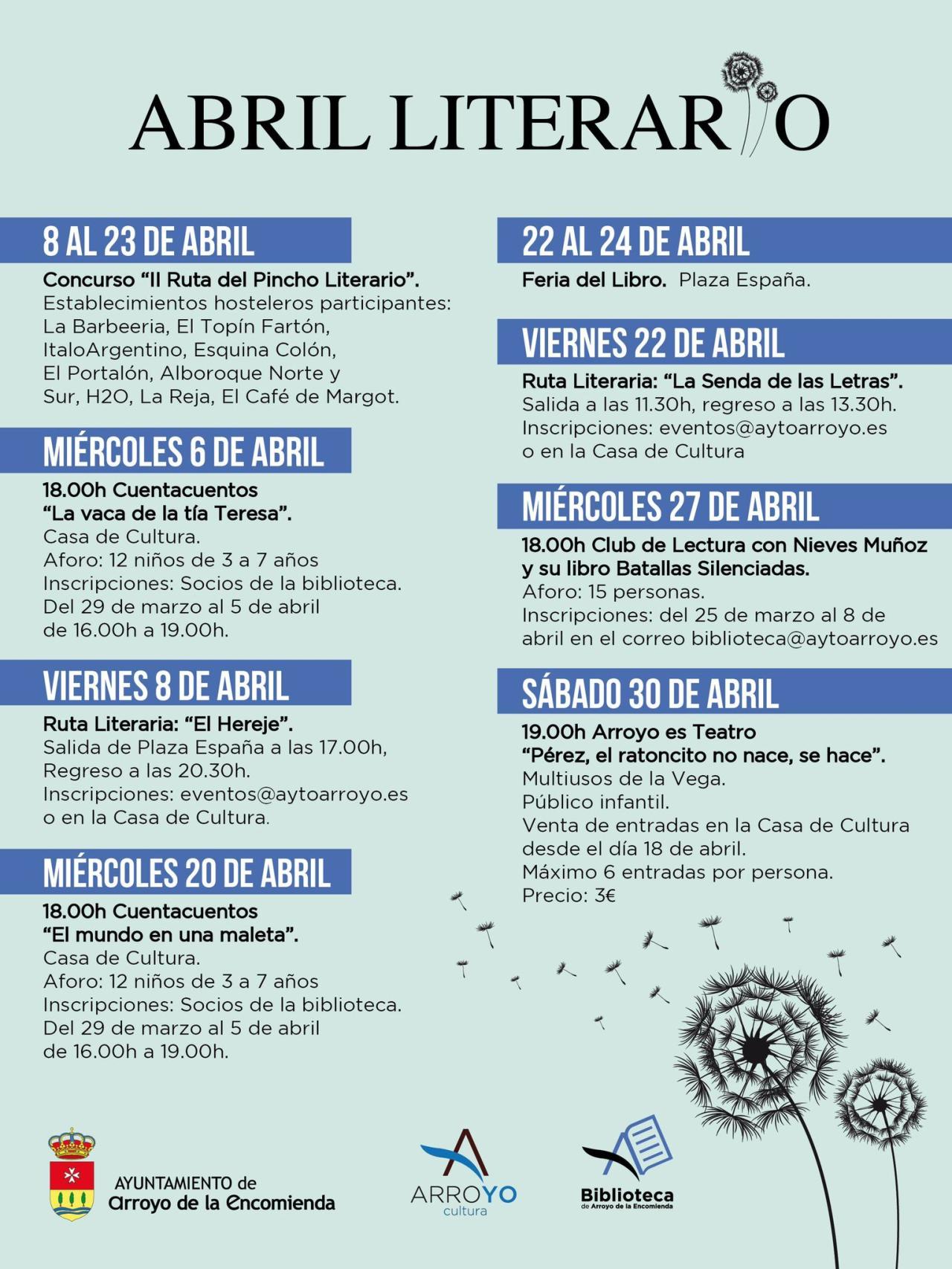 Programa del 'Abril Literario' en Arroyo de la Encomienda